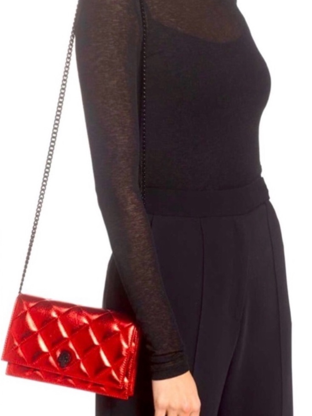 Alexander McQueen Metallic Red Quilted Skull-Accent Crossbody - Picture 2 of 8